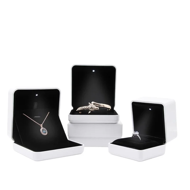 

High quality white led light jewelry box gift with custom logo