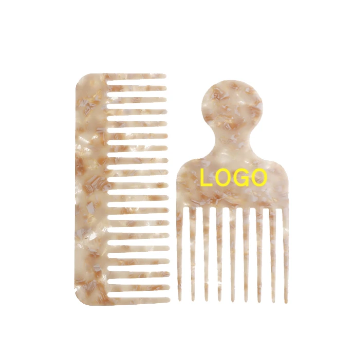 

OEM ODM hot sale acetate paddy color afro pick comb set salon hairdressing custom wide tooth comb for women