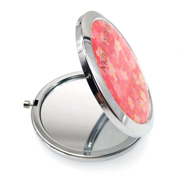 

Sakura Printed Metal Foldable Dual Sided Pocket Mirror, As pic, customized