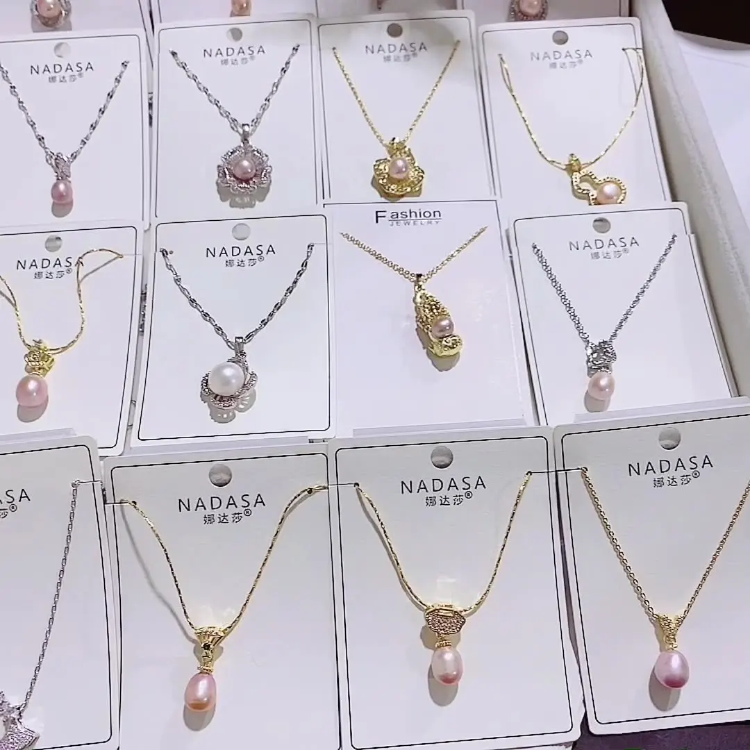 

PUSHI new Lady Fashion Personality Trend Jewelry Wholesale 14k gold plating dainty zircon mixed freshwater pearl necklace bulk