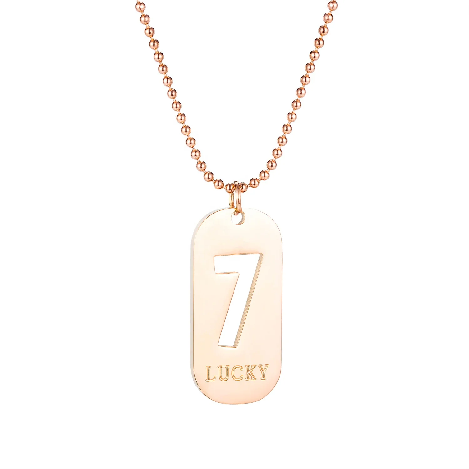 

Lucky Number 7 Pendant 316L Stainless Steel Number Necklace For Women, Rose gold