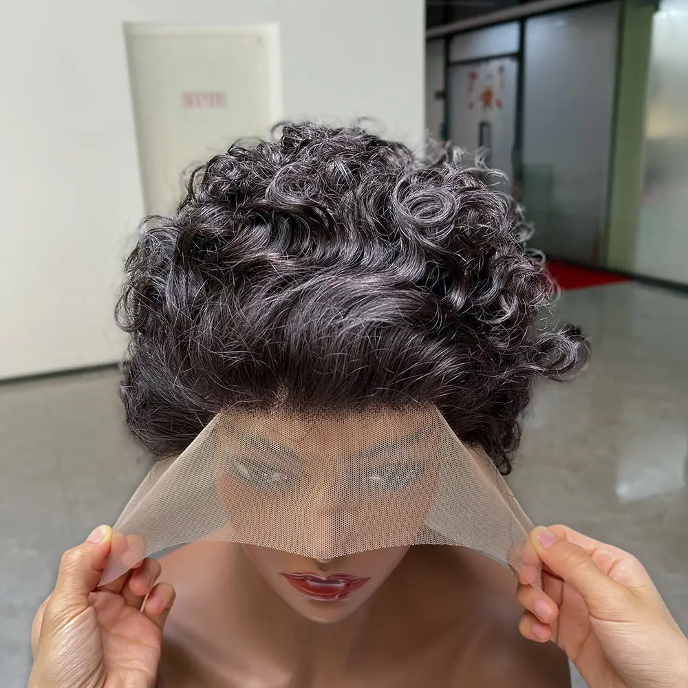 

GS Short bob lace frontal virgin human hair Wig, pixie cut curls full lace wigs For Black Women
