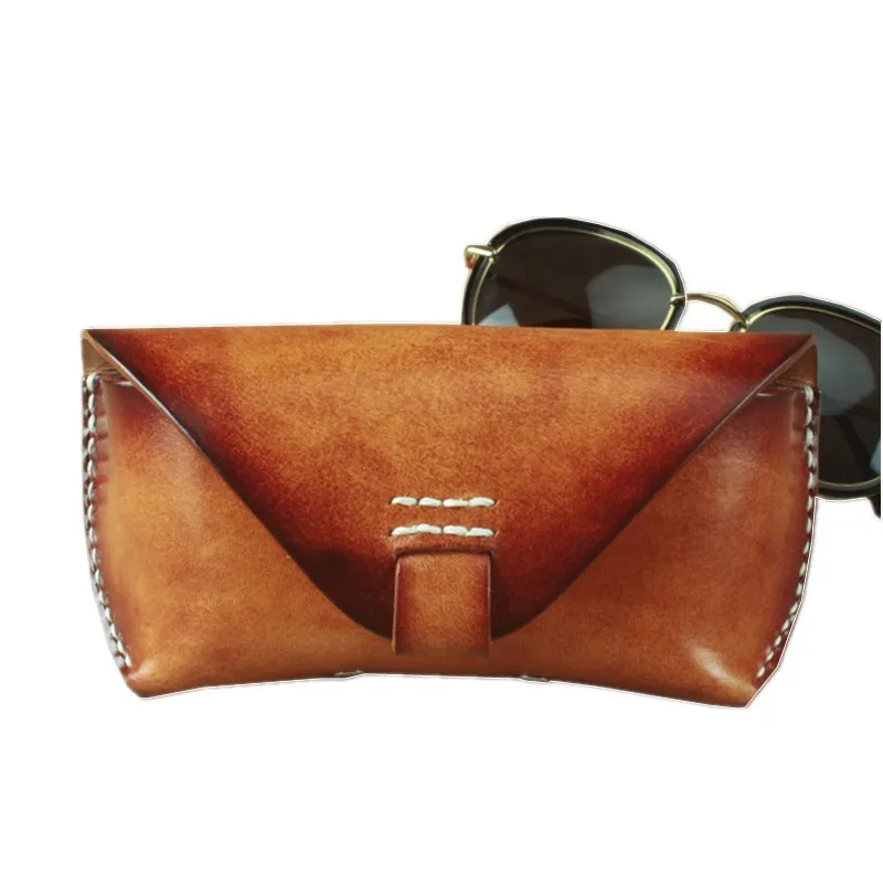 

2021 New Handmade Eyeglasses Box Hard Genuine Leather Luxury Spectacles Case Eyewear Sunglasses Holder Wallet 4