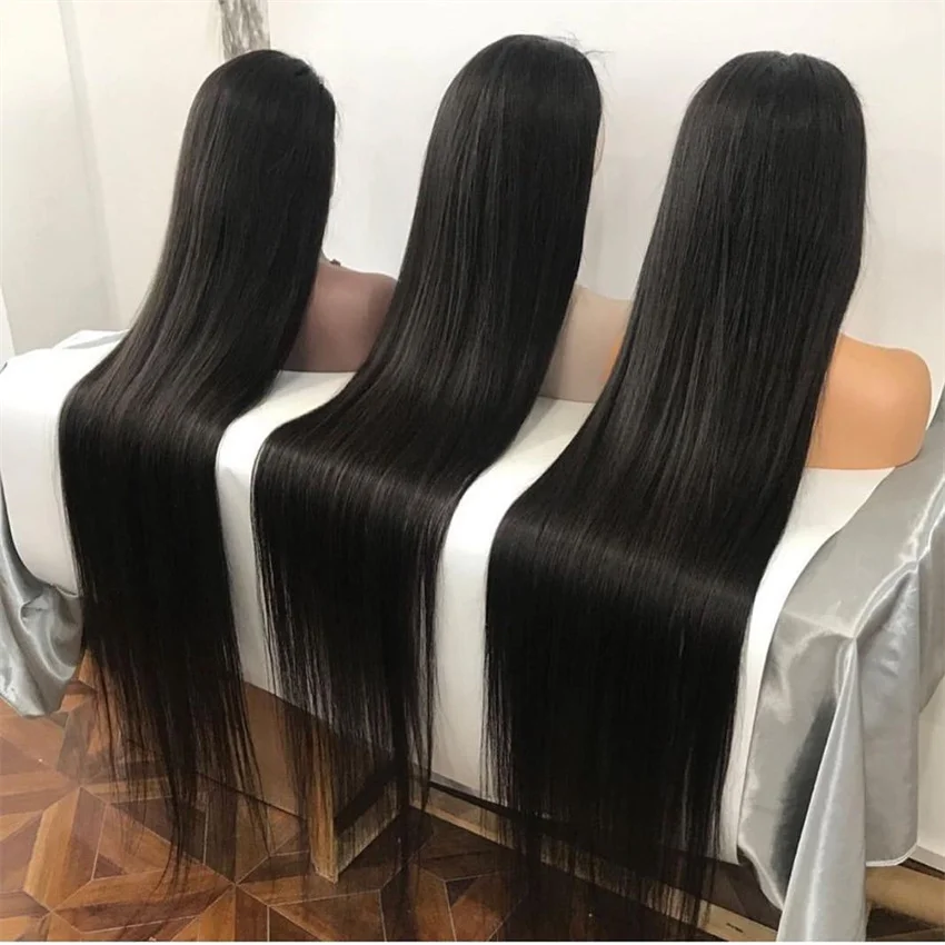 

HL235 150 Density 13X4 Wigs Human Hair Lace Front Removal Raw Natural Virgin Hair Human Hair Straight Wigs, Natural color balck