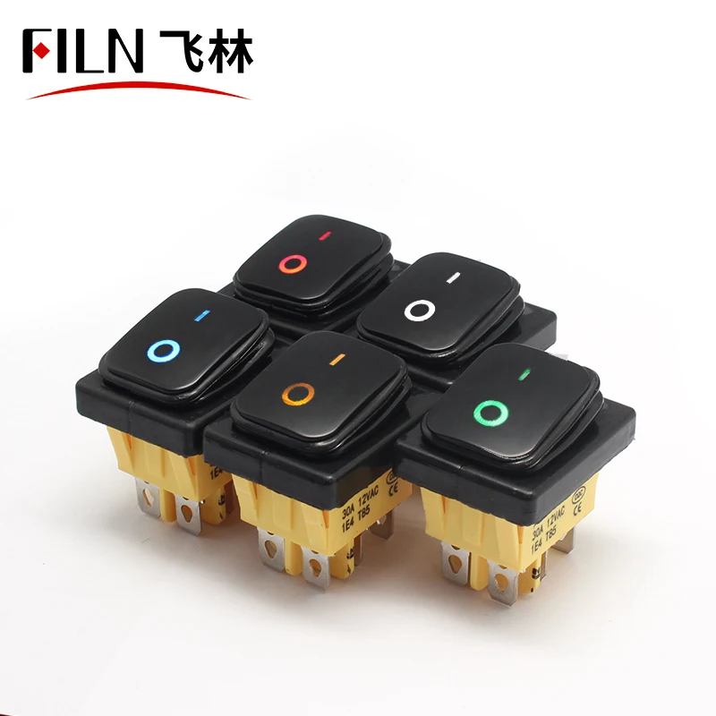 

FILN aluminum zinc black shell ON--ON three position waterproof 220V rocker switch 20A/250VAC CUSTOMIZED KCD4-202