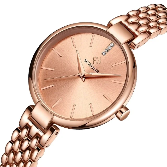 

WWOOR 8865 Ladies Watch Quartz Luxury Rose Gold Watches Fashion Dress Wristwatches Stainless Steel Reloj de mujer, 4colors