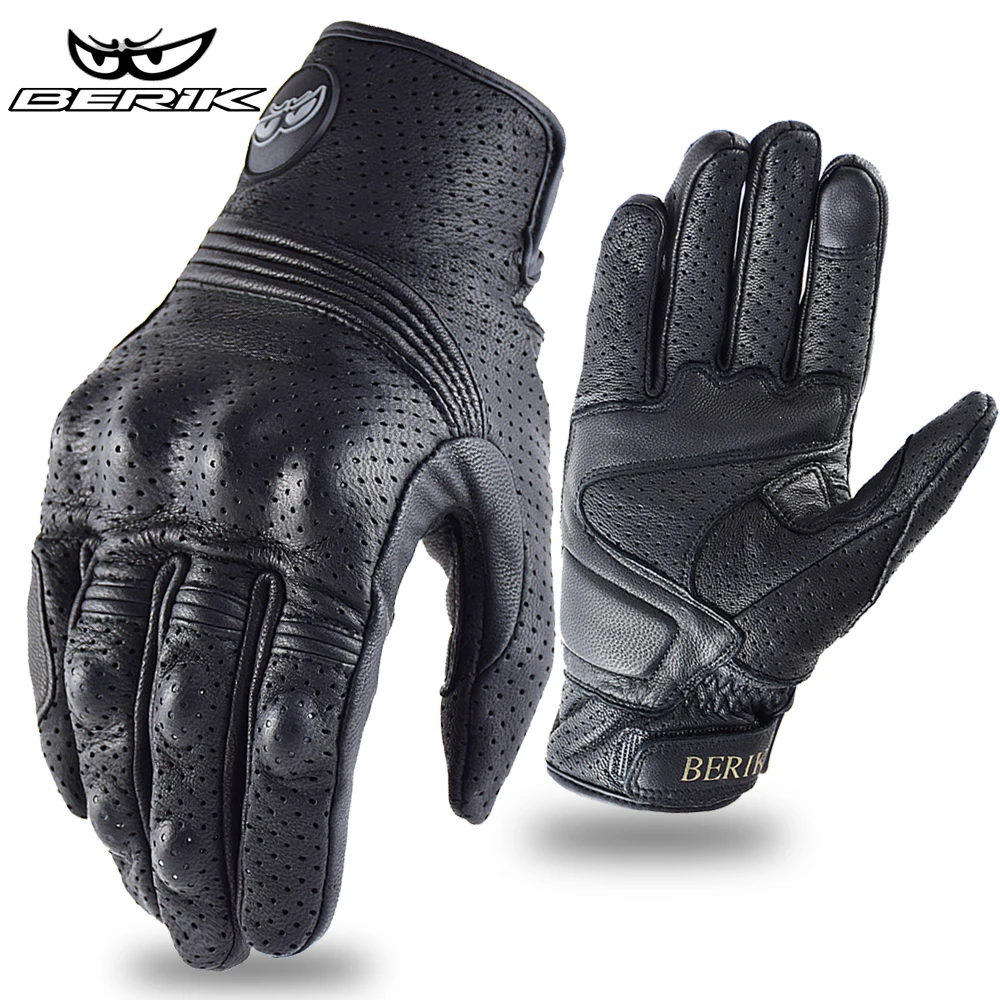 

Berik Genuine Leather Motorcycle Gloves Mittens Protective Motorbike Gloves Driving Racing Riding Sport Hand Protection Gloves