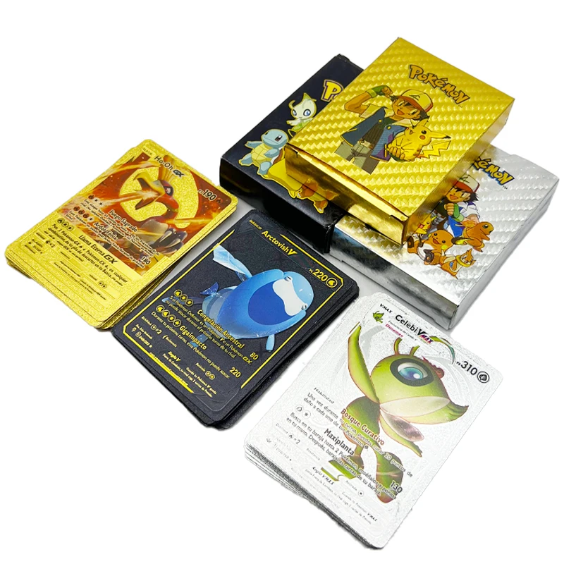 

Custom English Spanish French Version Venusaur Gold Pokemon Cards 55 Pcs Pokemon Booster Box Card Charizard Pokemon Trading Card