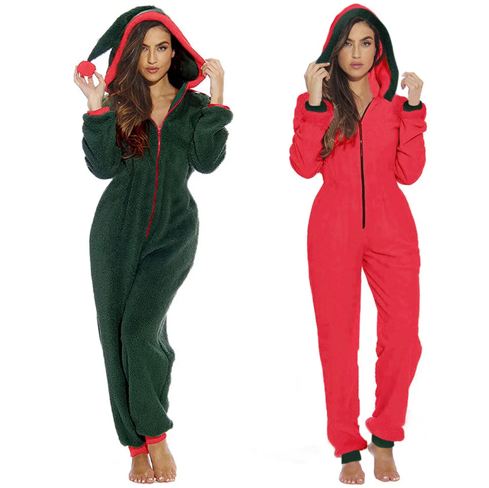 

New fashion christmas one piece zipper up jumper dress ladies fleece romper unicorn animal jumpsuit