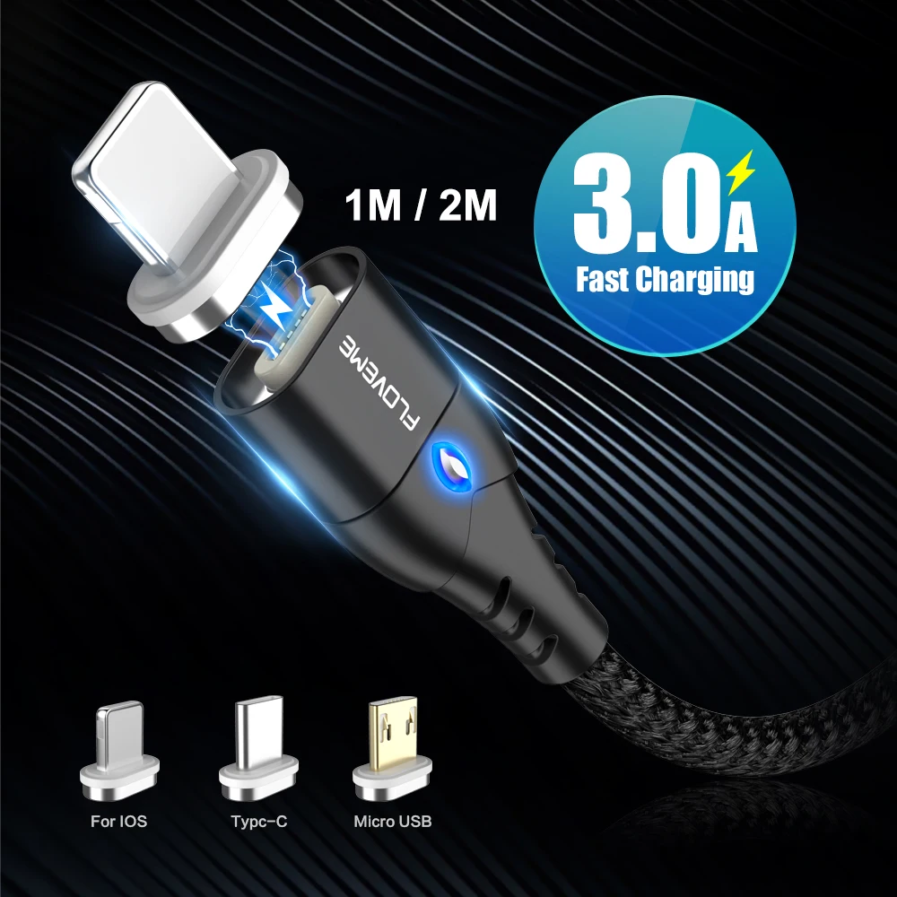 

Free Shipping 1 Sample OK E-Packet 3A Magnetic Charger Cable FLOVEME 480Mbps Data Transfer Mobile Phone Cable