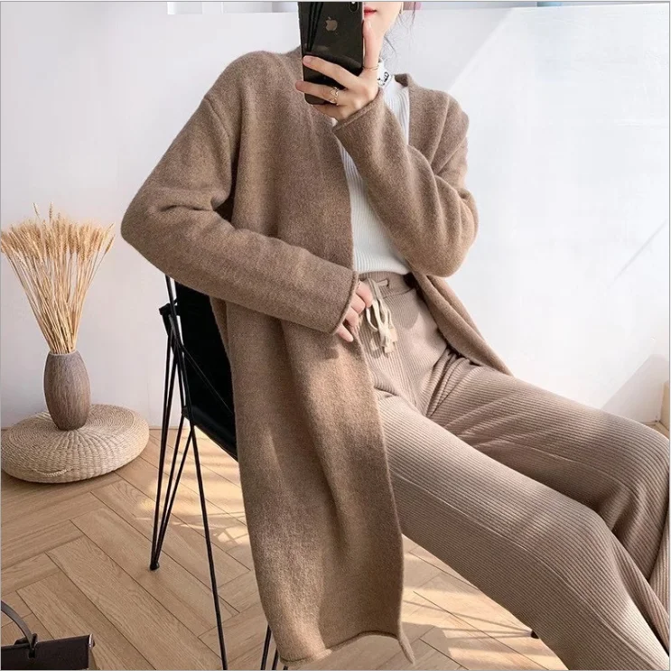 

Long sleeve loose cardigan thick knitted sweater cardigan, Khaki,navy,coffee,red,beige