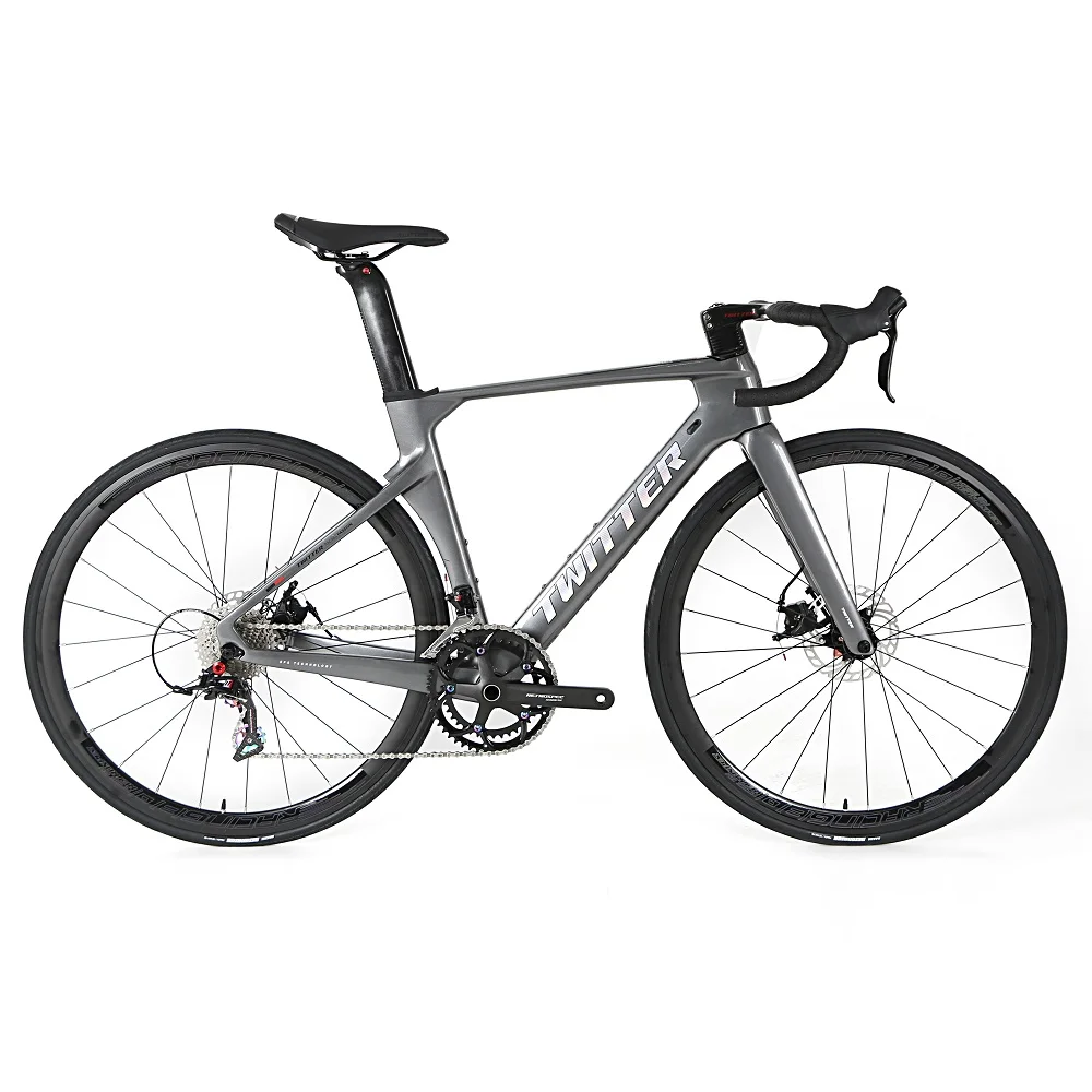 

2021 New Model Twitter R10 22 Speed Carbon Road Bike with Internal Cable Routing and Flat Mount Semi Hydraulic Disc Brake