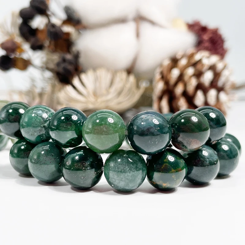 

Wholesale Natural Moss Agate Gemstone Round Loose Beads For Jewelry Making DIY Handmade Crafts 4mm 6mm 8mm 10mm 12mm 14mm