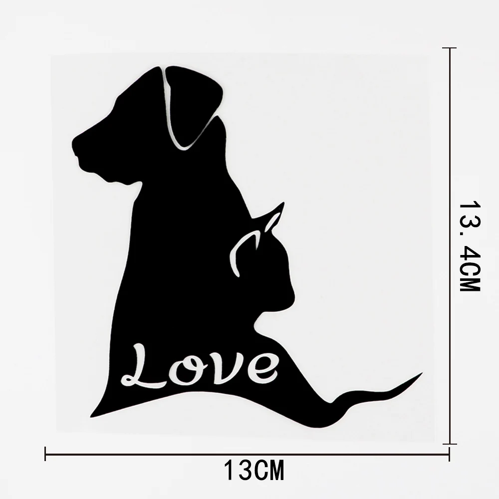 

13CM*13.4CM For Animal Cat Dog Love Graphic Vinyl Car Sticker Decal for Laptop/Motorcycle Helmet/Skateboard/refrigerator Sticker