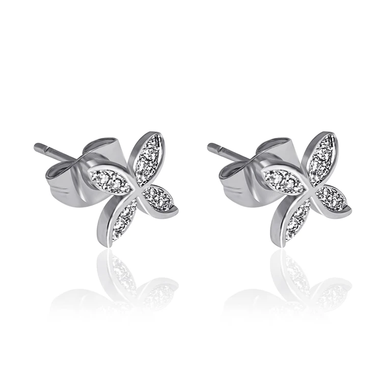 

Lotus silver Flower stud earring women dainty stud earrings zirconia jewelry, Platinum