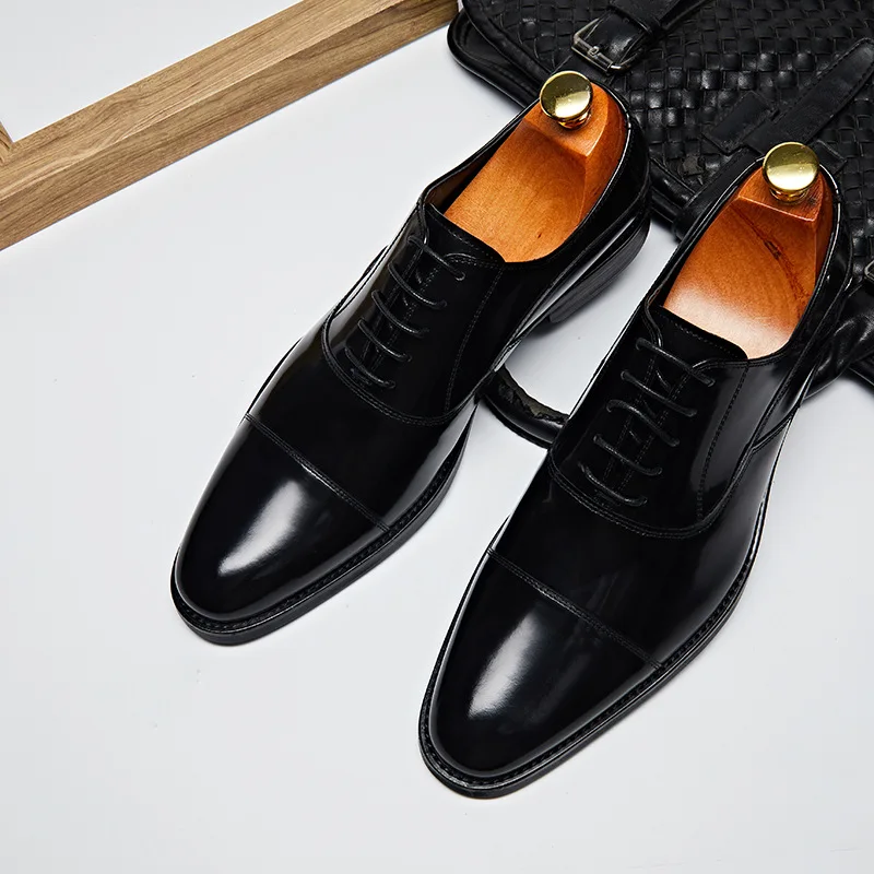

2021 new men's British pointed business dress shoes European lace up wedding shoes shoes Korean two joint