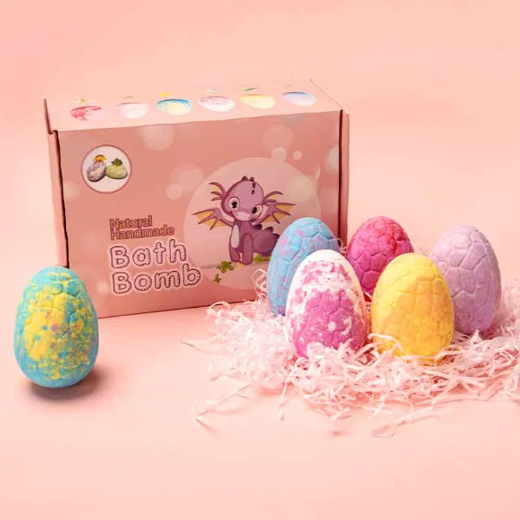 

More Bubbles All Natural Vegan Kid Safe Gifts Fizzy Set Easter Egg Kids Bath Bomb with Surprise Inside, 6 colors