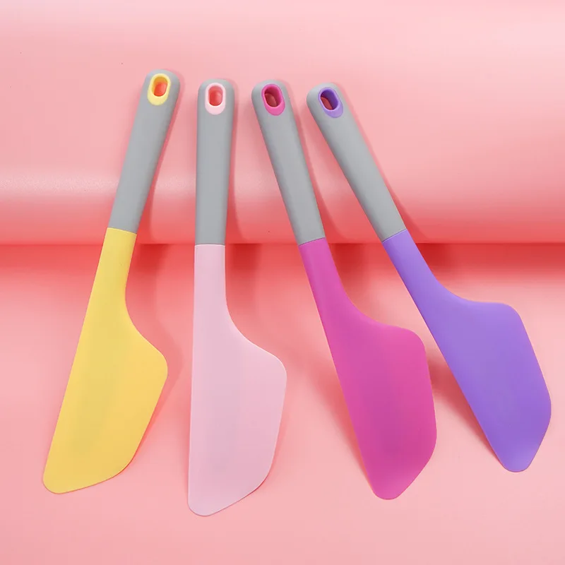 

Multifunction 4 Colors Heat Resistant Flexible Baking Cream Scraper Large Silicone Baking & Pastry Spatulas Baking Tools, Yellow,pink,rose red ,purple