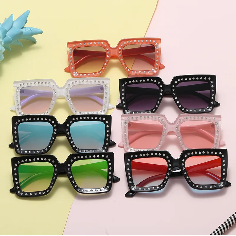

Children sun glasses fashion square diamond kids sunglasses for girls, As the pictures show