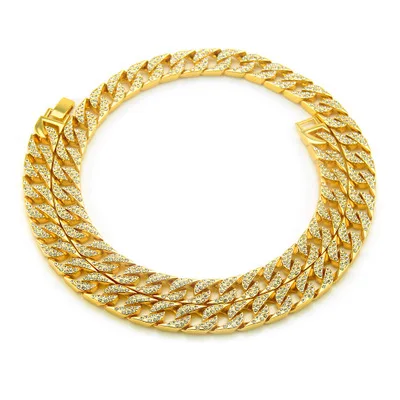 

Chunky Hip Hops Miami Cuban Chain Necklace Men Iced Out Diamond Cuban Link Chain Necklace