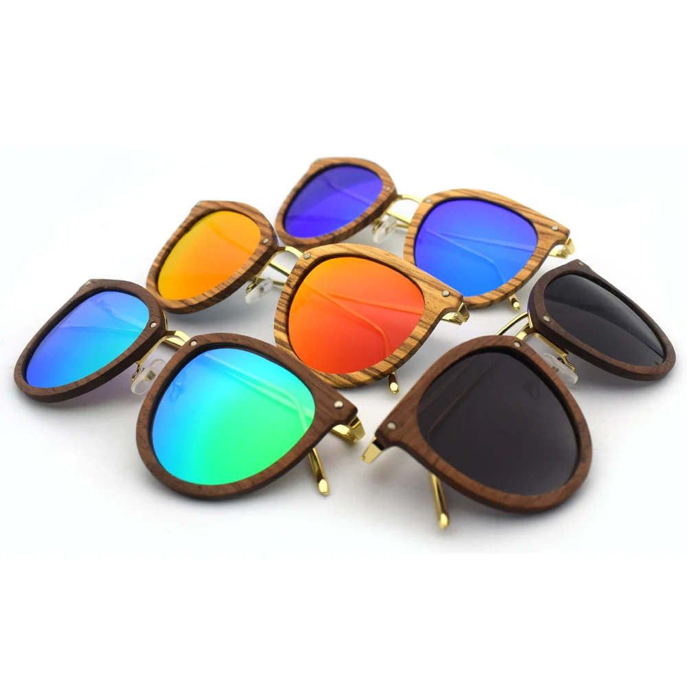 

Mirror Polarized UV400 Sunglasses Polarized Custom Sunglasses Wood Glasses, 3 color lenses