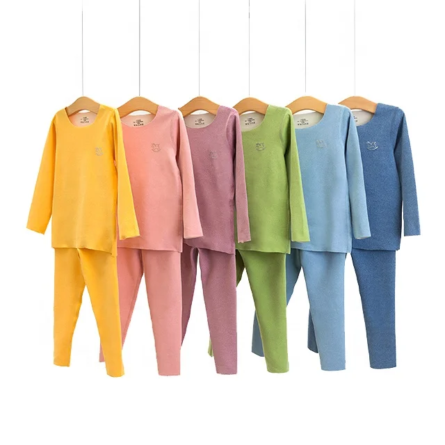 

Custom High Quality Sleepwear For Girl Thermal Clothing Winter Childrens Solid Warm Pajamas Sets Kids Chest Pony Print Pyjamas