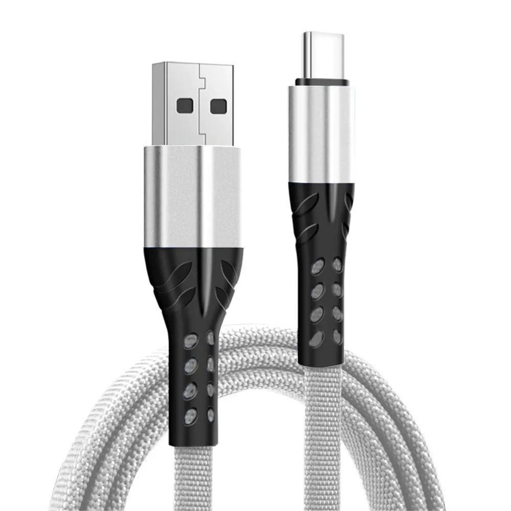 

Hot sale Nylon Braided Leaf design 3A Flat Usb fast Charging date Cable 1M 2M Type C Cable For Samsung S9 Xiaomi Redmi Note 7, Black red blue white