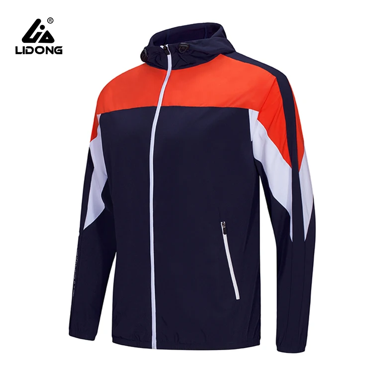 

LiDong Wholesale Men's Cheap Soccer Hooded Tracksuit Outdoor Sports Jacket With Hat