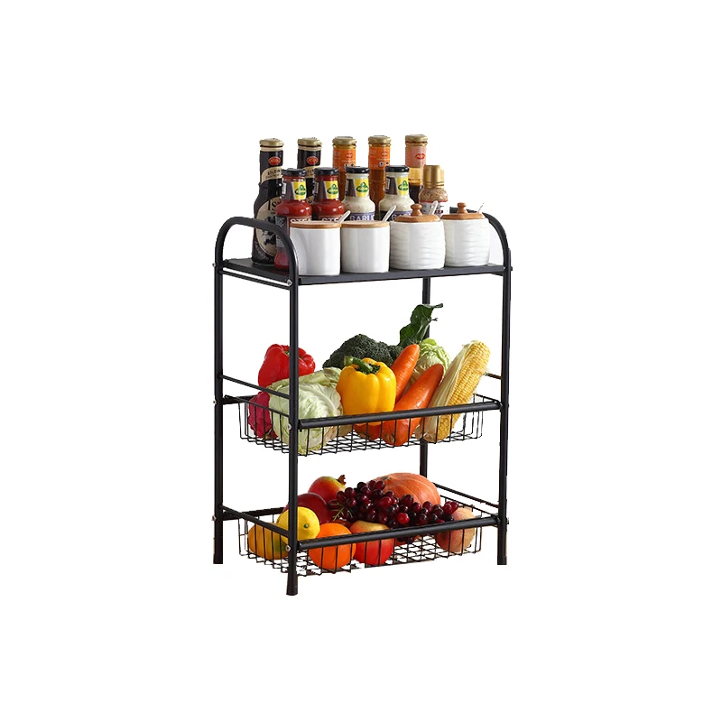 

Low Price Kitchen Stainless Steel Multi-layer Black Fruit And Vegetable Rack