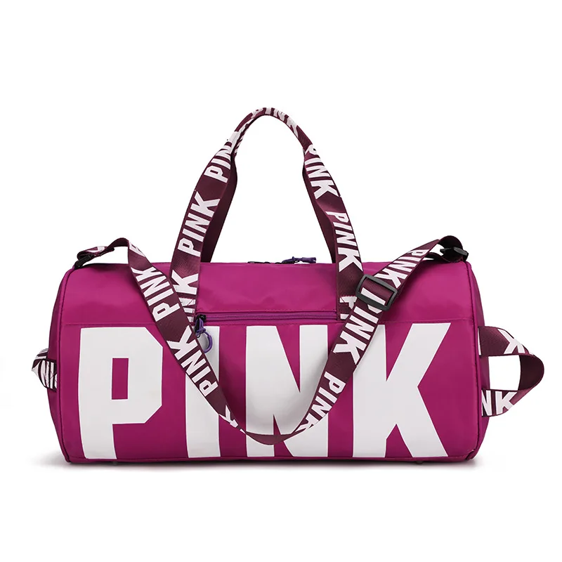 

customize logo fashion pink sports gym duffle bag weekender large waterproof travelling bags for women Pink Travel Bag