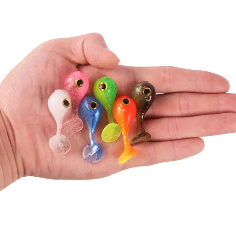 

4Pcs /Bag new bait Eyed two-color big head fish T-tail soft lure 4.5cm/3g, 6 color