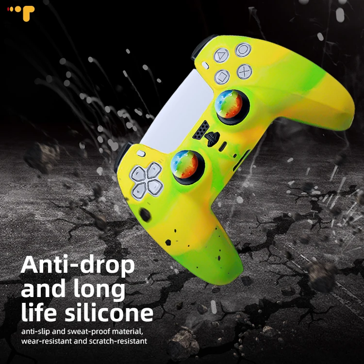 

2021 Hot Amazon Gaming Accessories Anti-Dust Camouflage Flexible Silicone Protective Cover Controller PS5 Pro 1tb