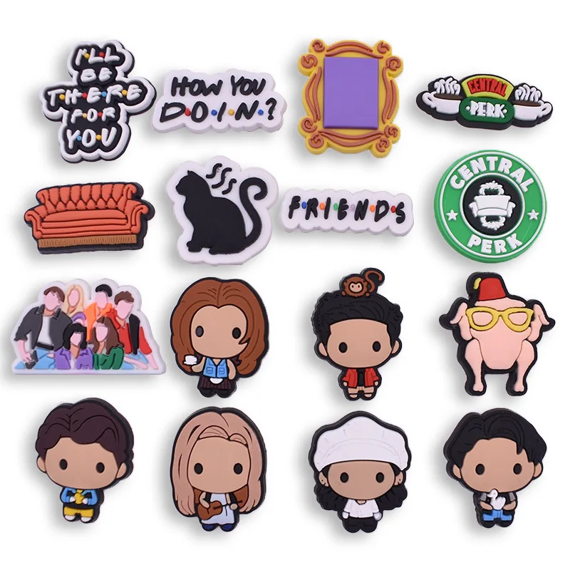 

New product Friends series PVC soft plastic removable cute cartoon hole shoes flower shoe buckle accessories, As picture/custom