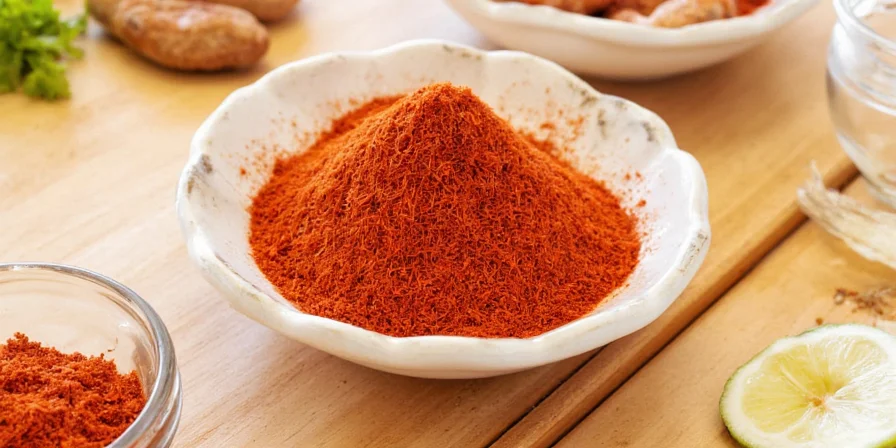 Close-up of togarashi spices in a glass jar