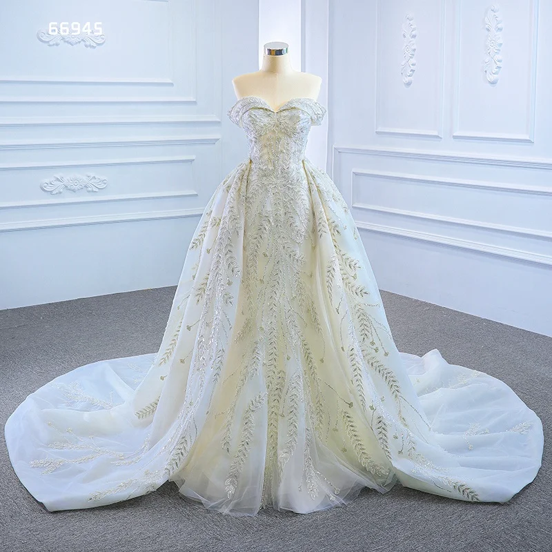 

Jancember ARSM66945 Mermaid Lace Off Shoulder Wedding Dress With Detachable Train wedding dress