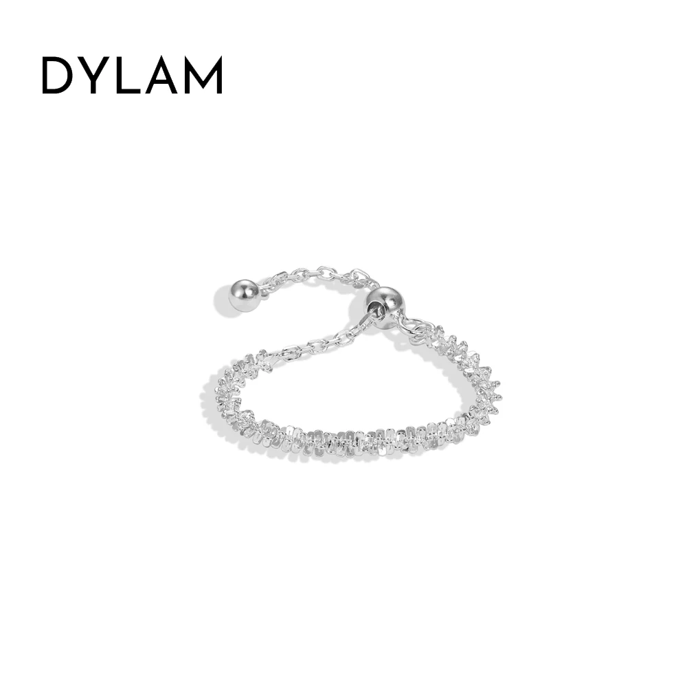 Dylam New Arrival Fashion Fine Jewelry Women 925 Sterling Silver Rhodium Plated Adjustable Resizable Bead Rings for Daily Wear