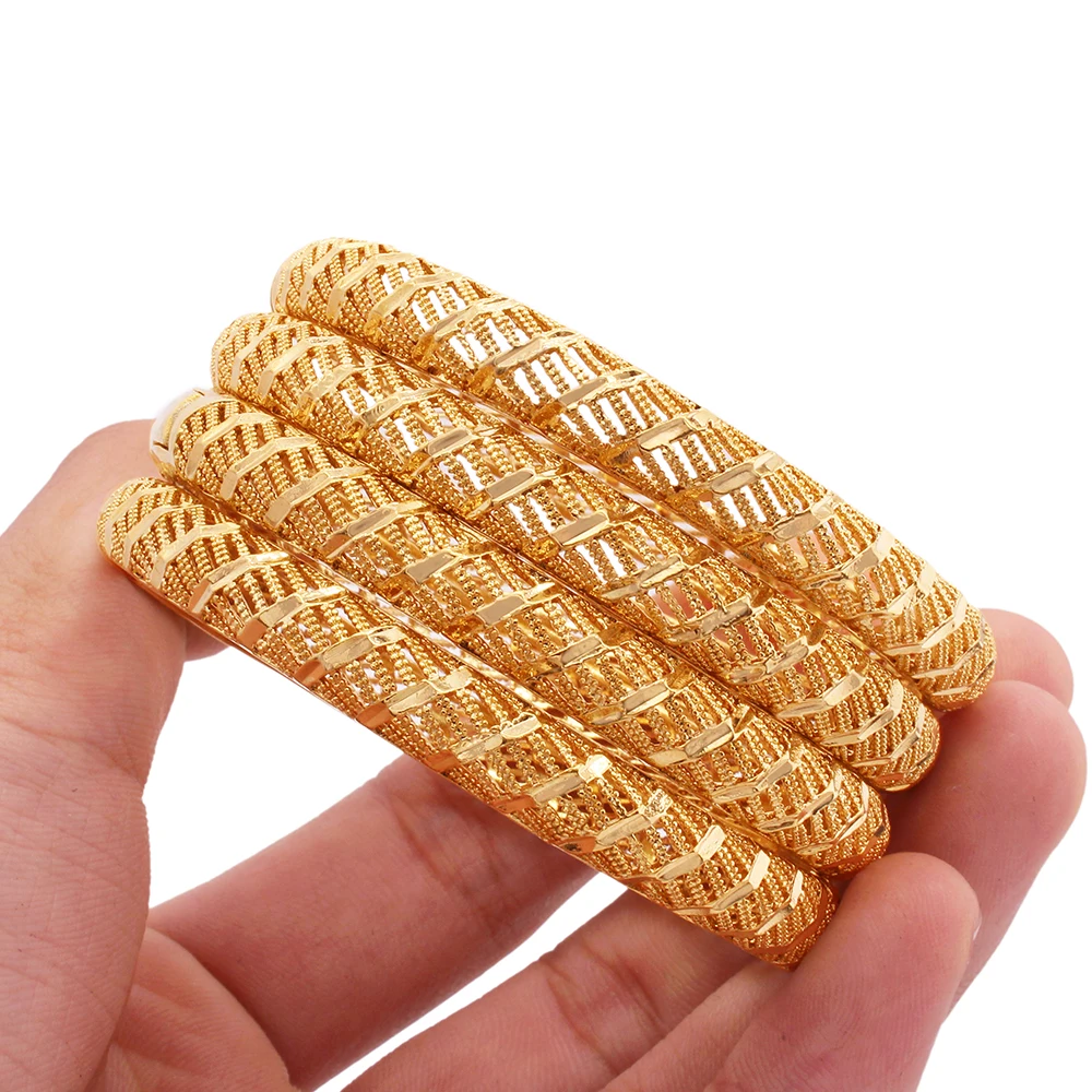 

luxury new 24K gold plated bangles charms for women bangle bracelet making wedding gifts of Dubai Party Jewelry Wholesale