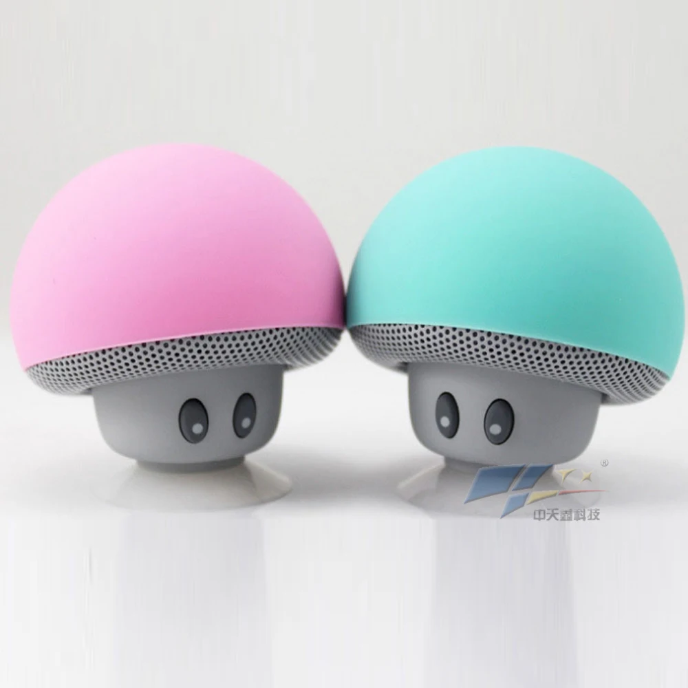 

2021 Cheap Cute Portable Shower Mushrooms Sucker Waterproof Wireless Speaker Mobile Phone Car Mini Speaker, Black/rose pink/baby pink/yellow/blue