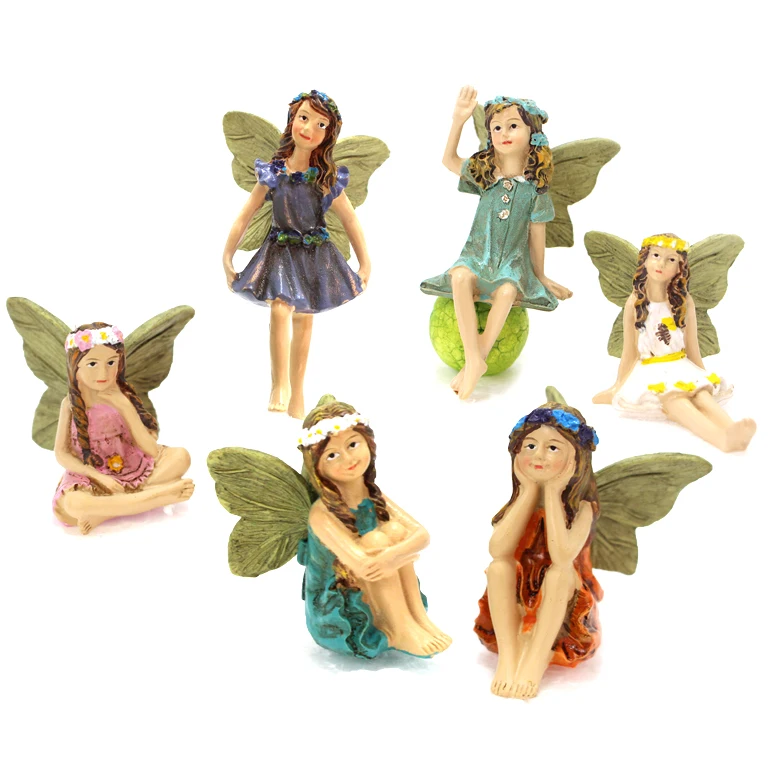 

6 Pieces Fairy Garden Accessories Miniature Fairies & Fairy Swing Set with Squirrel & Garden accessories, Picture showed