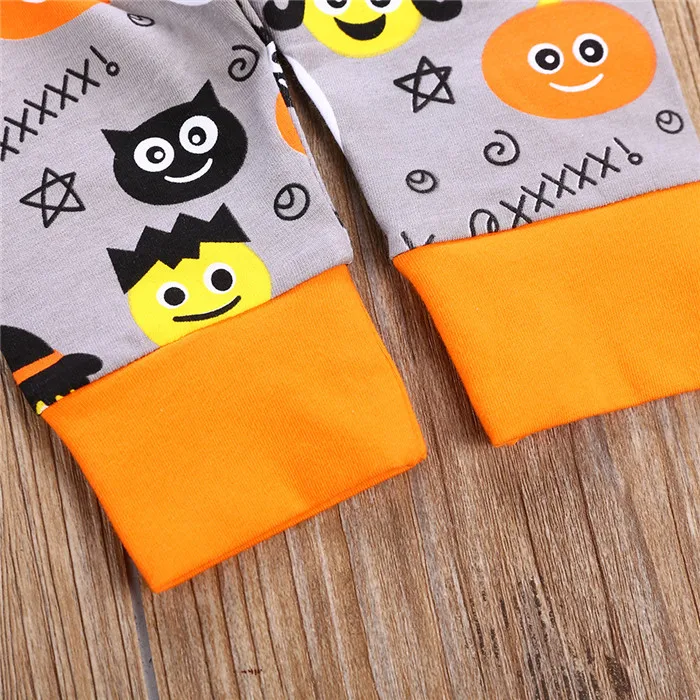 3PCS Baby Boys' Outfit Set Halloween Pumpkin Costume Long Sleeve Romper