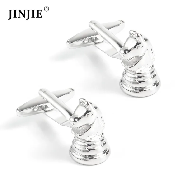 

Ready to ship JINJIE fashon copper silver color palted chess cufflinks for men