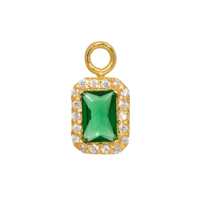 

Gemnel private custom 18k gold cubic zirconia emerald baguette mix match charm pendant earrings