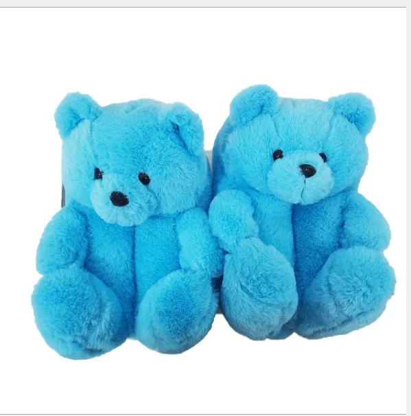 

Women Cute Cartoon Teddy Bear Christmas Warm Plush Slippers House Furry Faux Fur Slippers Flip Flops, Picture