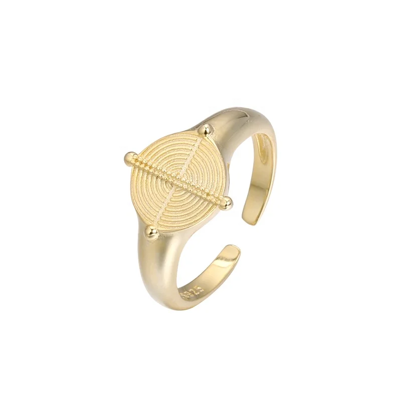 

K202K Damila 18K Gold Plated Jewelry Rings 925 Sterling Silver Swirl Signet Rings For Women