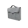 Fashion light gray metal button closed felt laptop computer bag with carrying handle