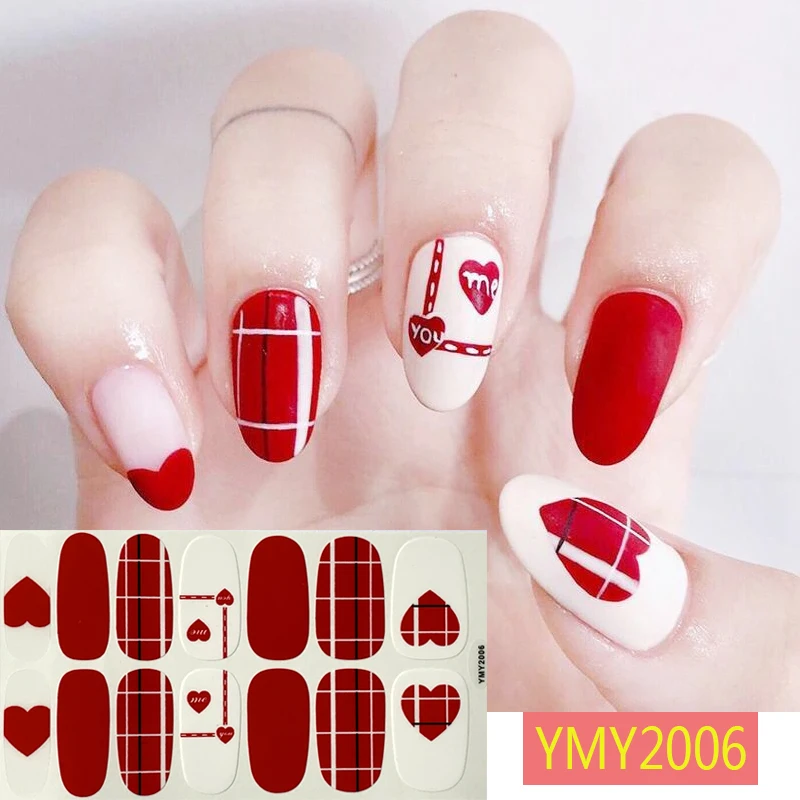 

2022 Top Selling Women Love Heart Patterns Design 3D Nail Sticker Valentines Day 100% Real Nail Polish Art Decoration Stickers