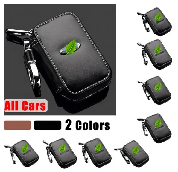 

Mcow Wholesale Car Accessories 30+ Design Low MOQ Keyrings Zipper Key Pouch Genuine Leather Car Key Cover Bag Key Wallet Holder