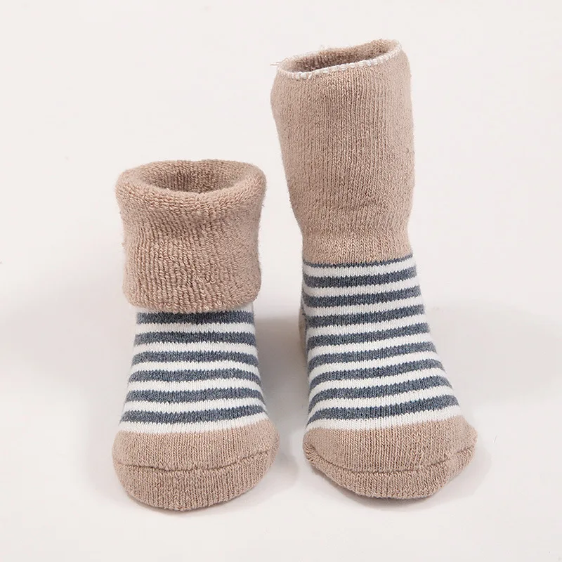 
4 Pairs/set Infant Toddler Striped Warm Cotton Winter Crew Baby Socks 