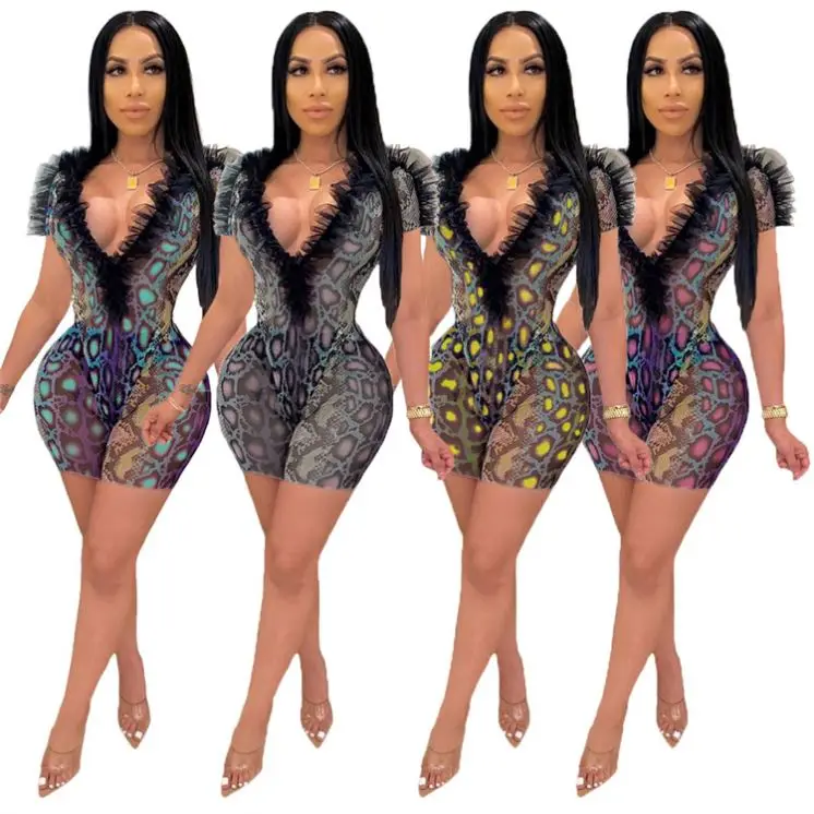 

L06869 Snake Printed 2021 Amazon Fashion Set Two Piece Women Clothing