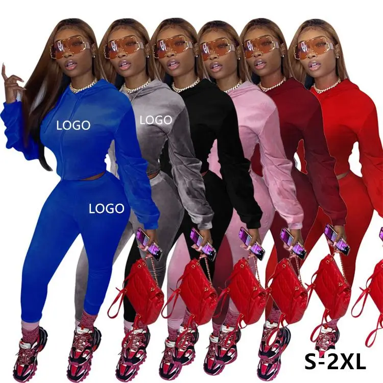 

Custom Hoodie Plus Size Zippers Skinny Sweatsuit Women Tracksuits Set Tracksuit Woman Fleece Sets Womens Velour Sweatsuits, Picture